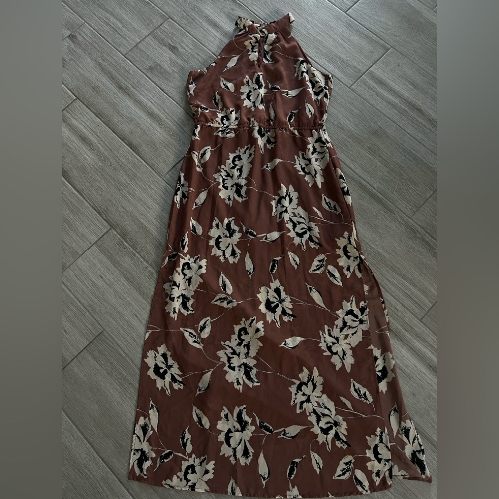 Blush Strapless Brown Floral Dress